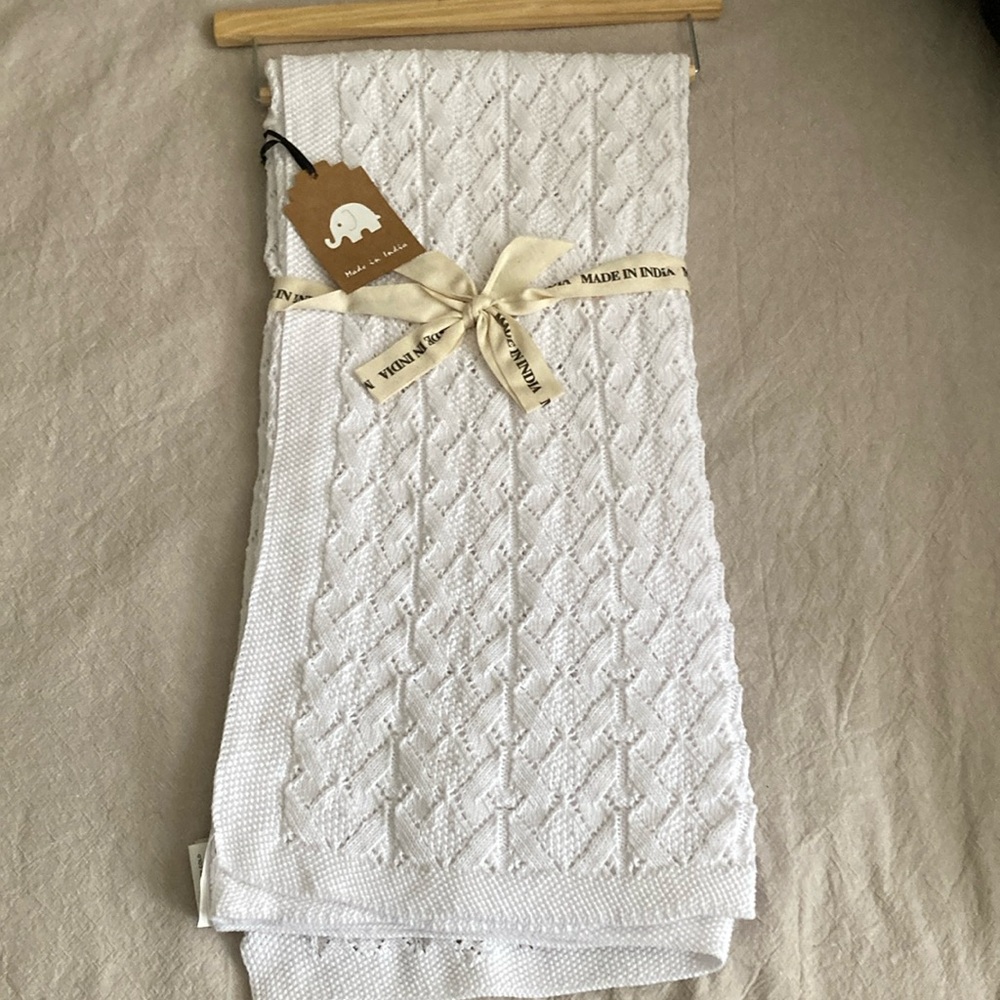 Kids Baby Blanket white 100% cotton OEKO-TEX Standard 100- 32 in x 40 in